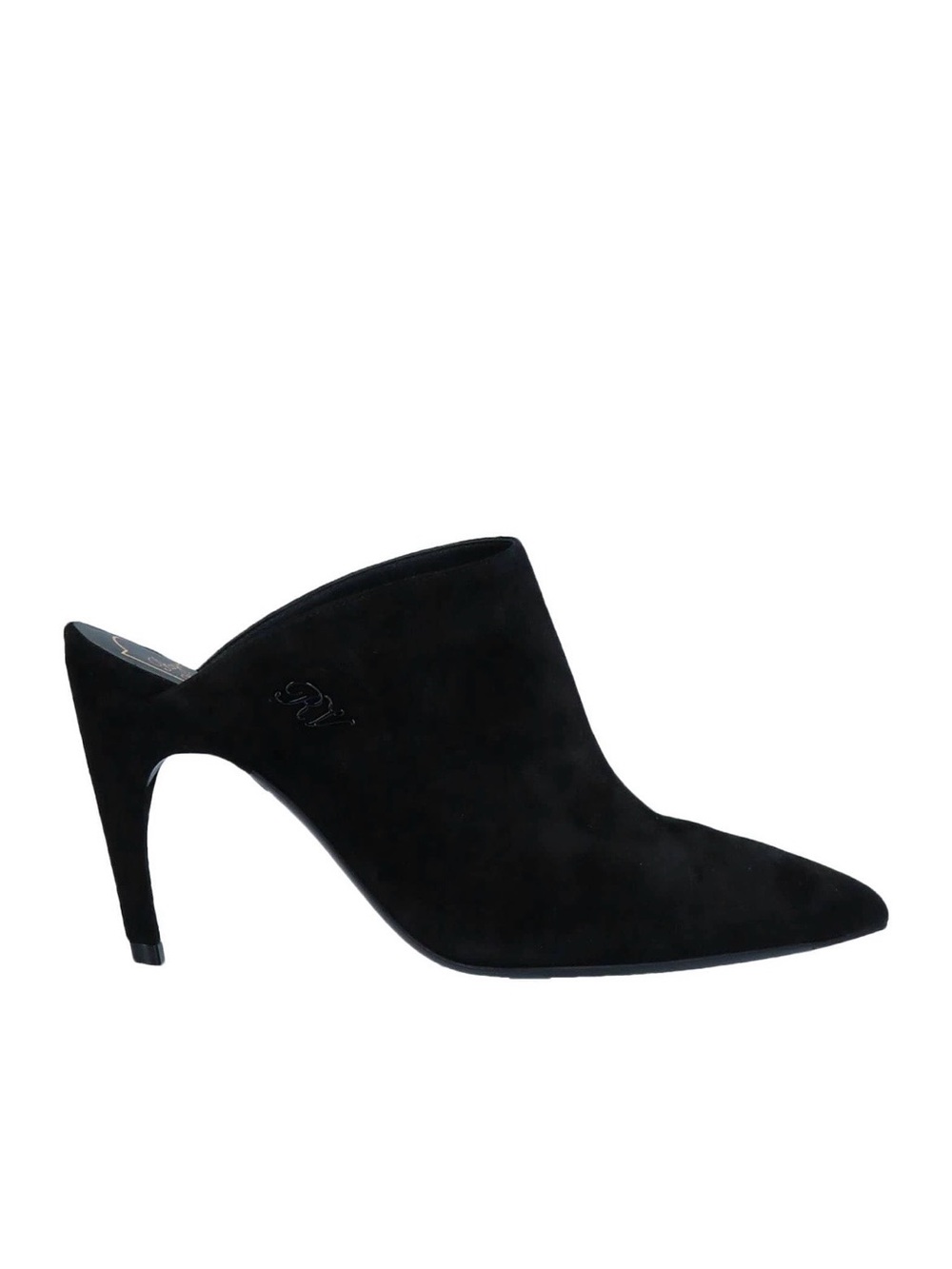 Roger Vivier Black Suede Pointed Mule Heels